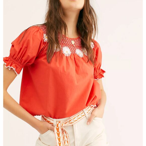 SAYLOR Zuzu Daisy‎ Floral Top Red Medium - Picture 1 of 5